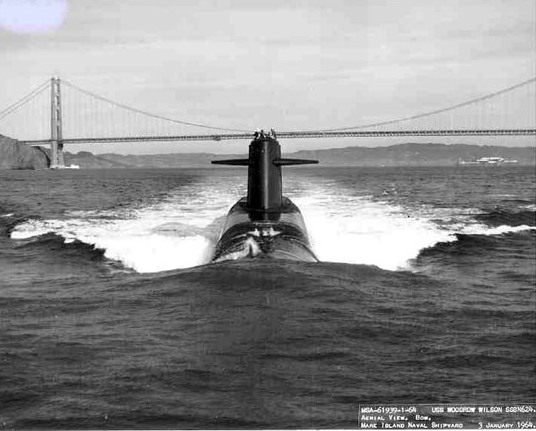 Efektowne zdjęcie od dziobu okrętu USS Woodrow Wilson. / Zdjęcie: www.fas.org
