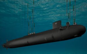 Grafika przedstawiająca okręt podwodny Virginia Block V.