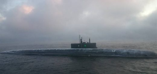 K-549 Prince Vladimir, pierwszy okręt podwodny projektu 955A z pociskami balistycznymi o napędzie jądrowym w rosyjskiej marynarce wojennej klasy Borei-A, podczas prób morskich w kwietniu 2019 r. / Zdjęcie: forums.airbase.ru