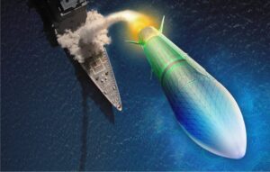 Artystyczna wizja pocisku przechwytującego rakietę hipersoniczną. / Zdjęcie: Raytheon